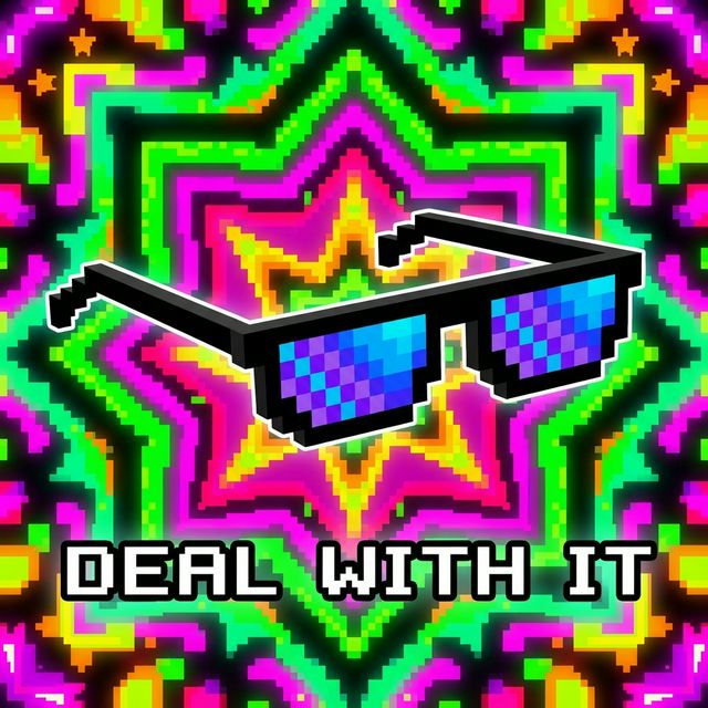 Pixelated 8-bit glasses deal with it meme